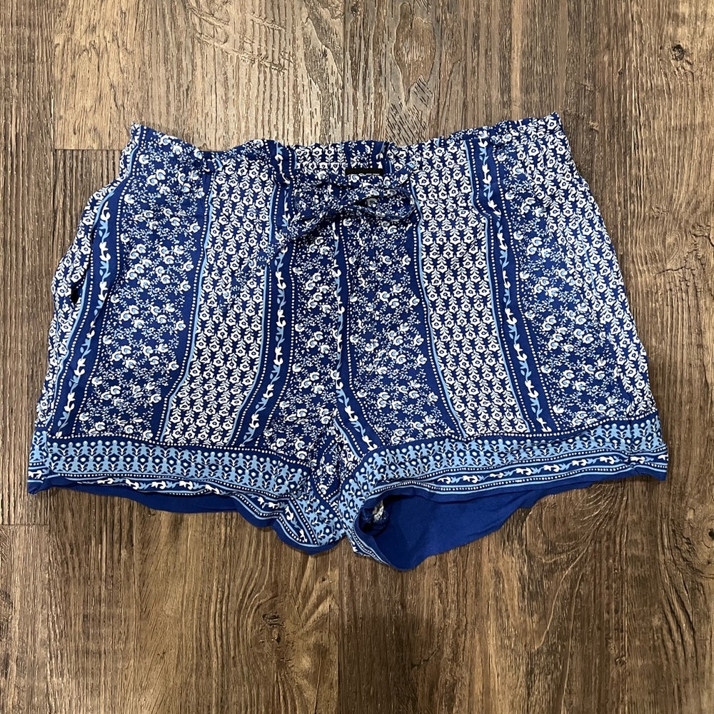 LOFT Blue Pattern Drawstring Loose Fit Shorts With Pockets Sz. XS